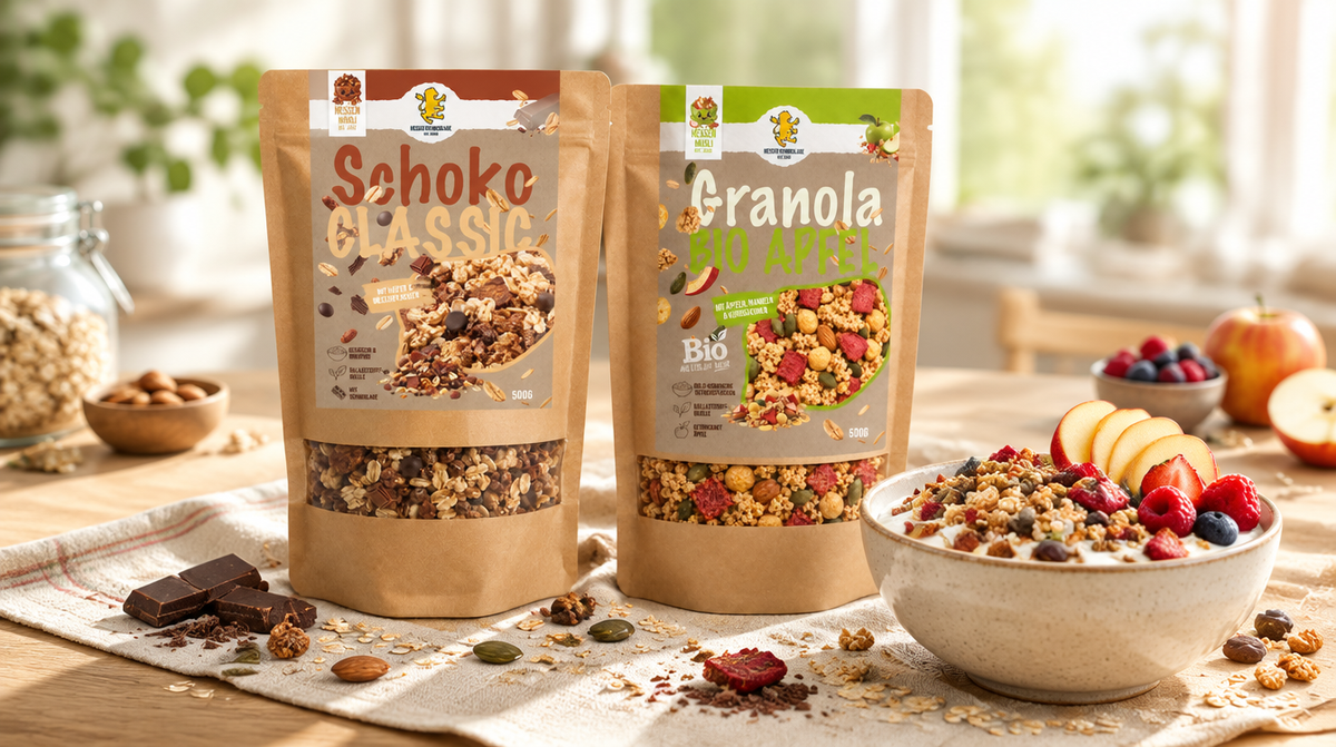 Premium Müsli von Hessen Schokolade mit frischem Obst