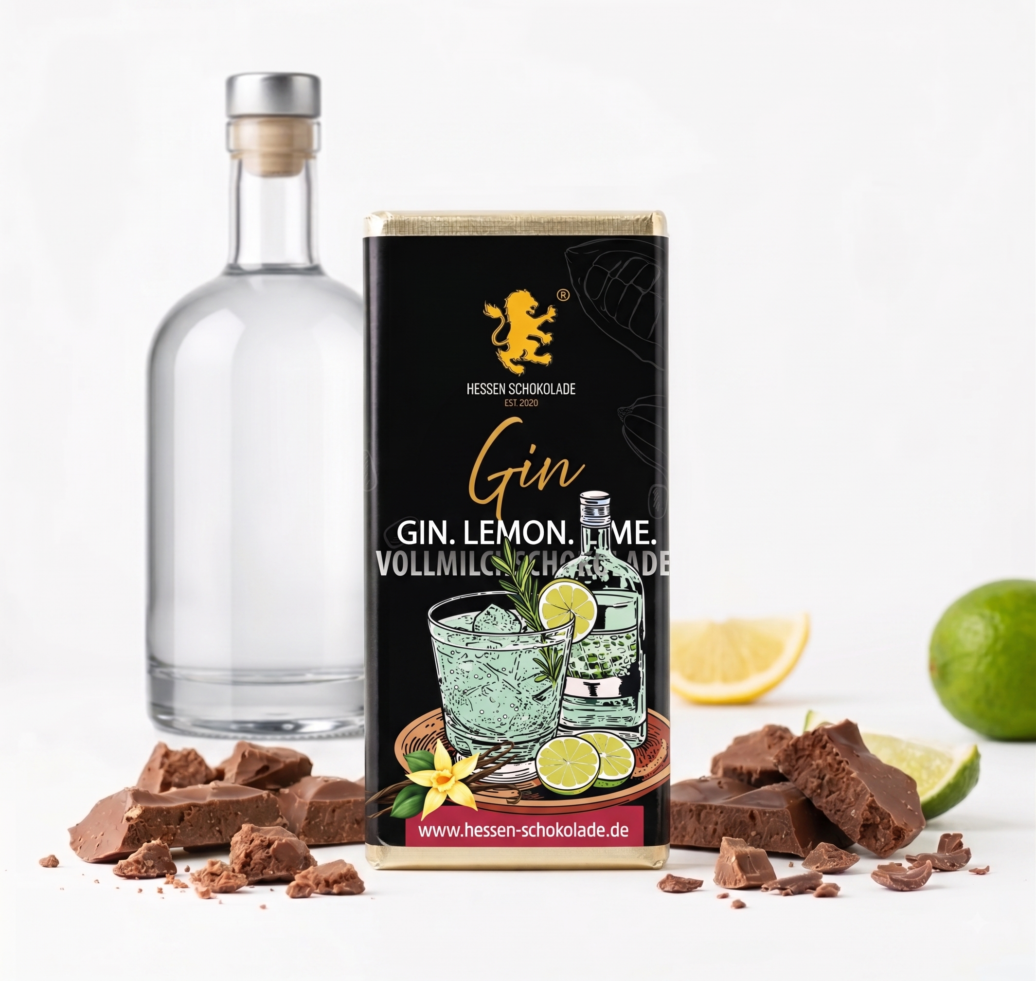 Tafel GIN-Tonic Schokolade von Hessen Schokolade mit Gin-Essenz und feiner Tonic-Note