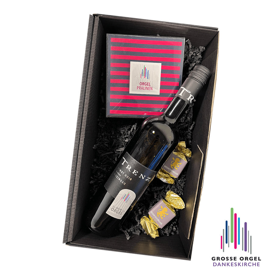 Orgel Box 1: Rotwein, Pralinen und Nougat