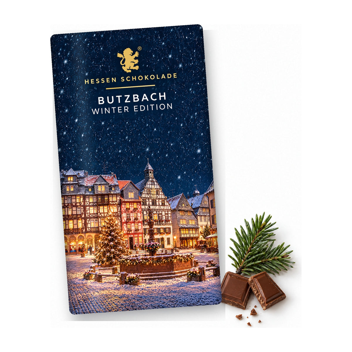 Butzbach Winter Edition Vollmilch Tafel – Marktplatz mit Brunnen
