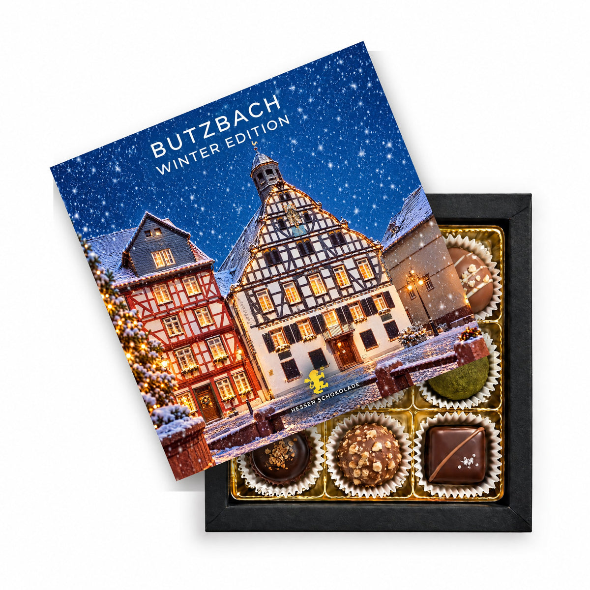 Butzbach Winter Edition 9er Pralinen – Fachwerkgiebel