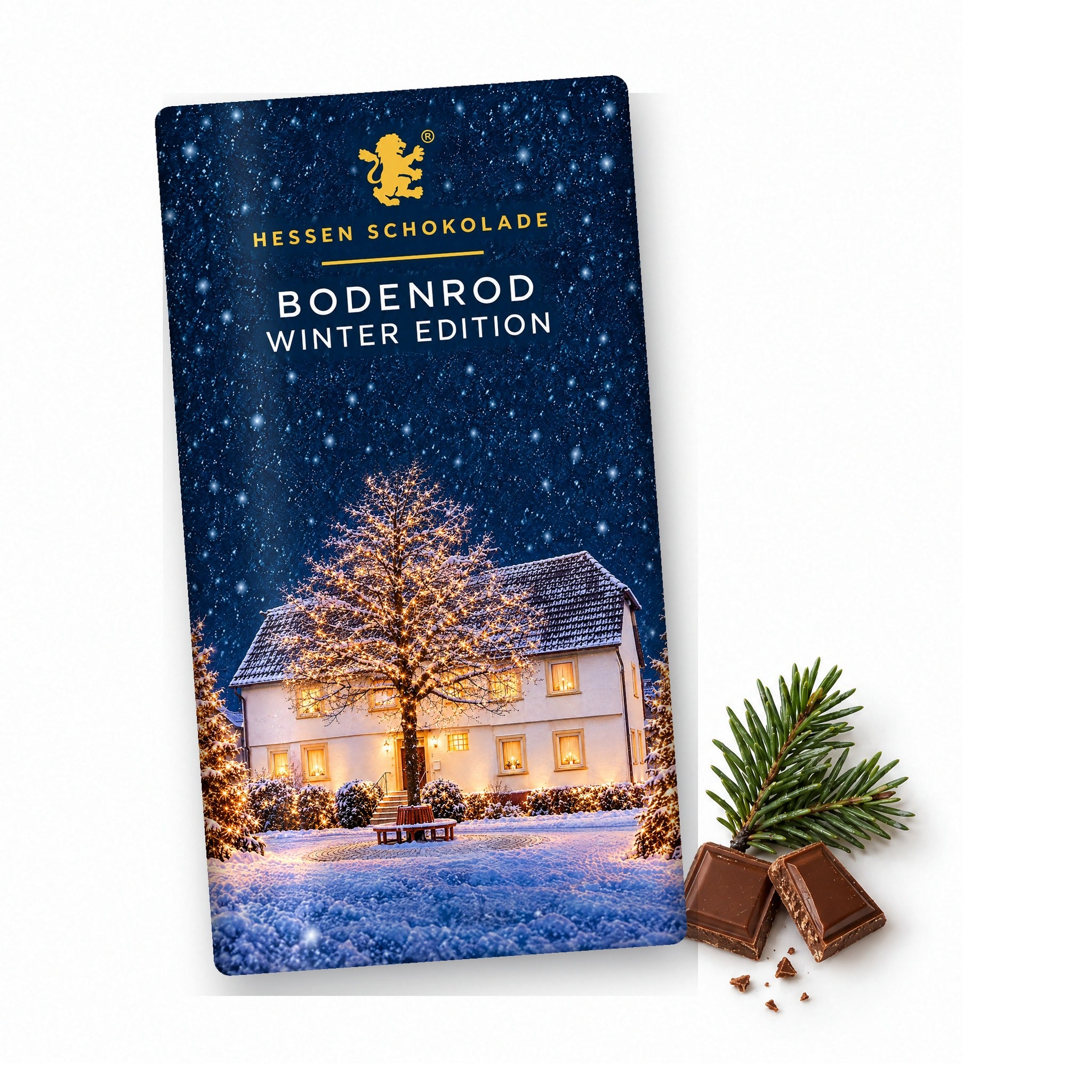 Vollmilch-Tafel Butzbach Winter Edition – Bodenrod (Alte Schule) – Tafel mit Motiv-Banderole