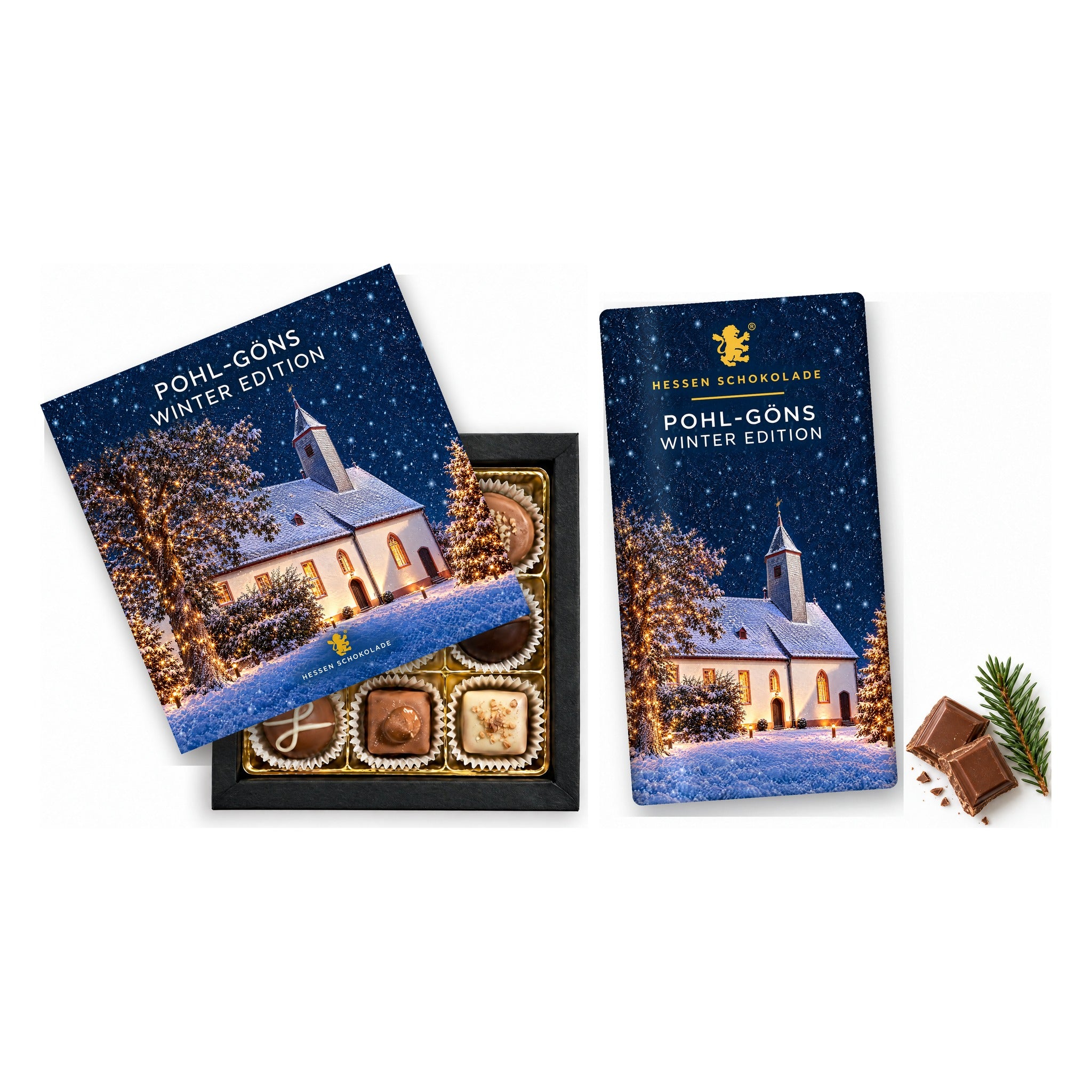 Präsent-Set Butzbach Winter Edition – Pohl-Göns (Ev. Kirche) (9er Pralinen + Tafel)