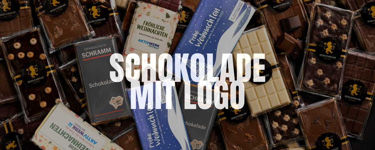 Schokoladentafeln mit individuell bedruckter Banderole und Firmenlogo