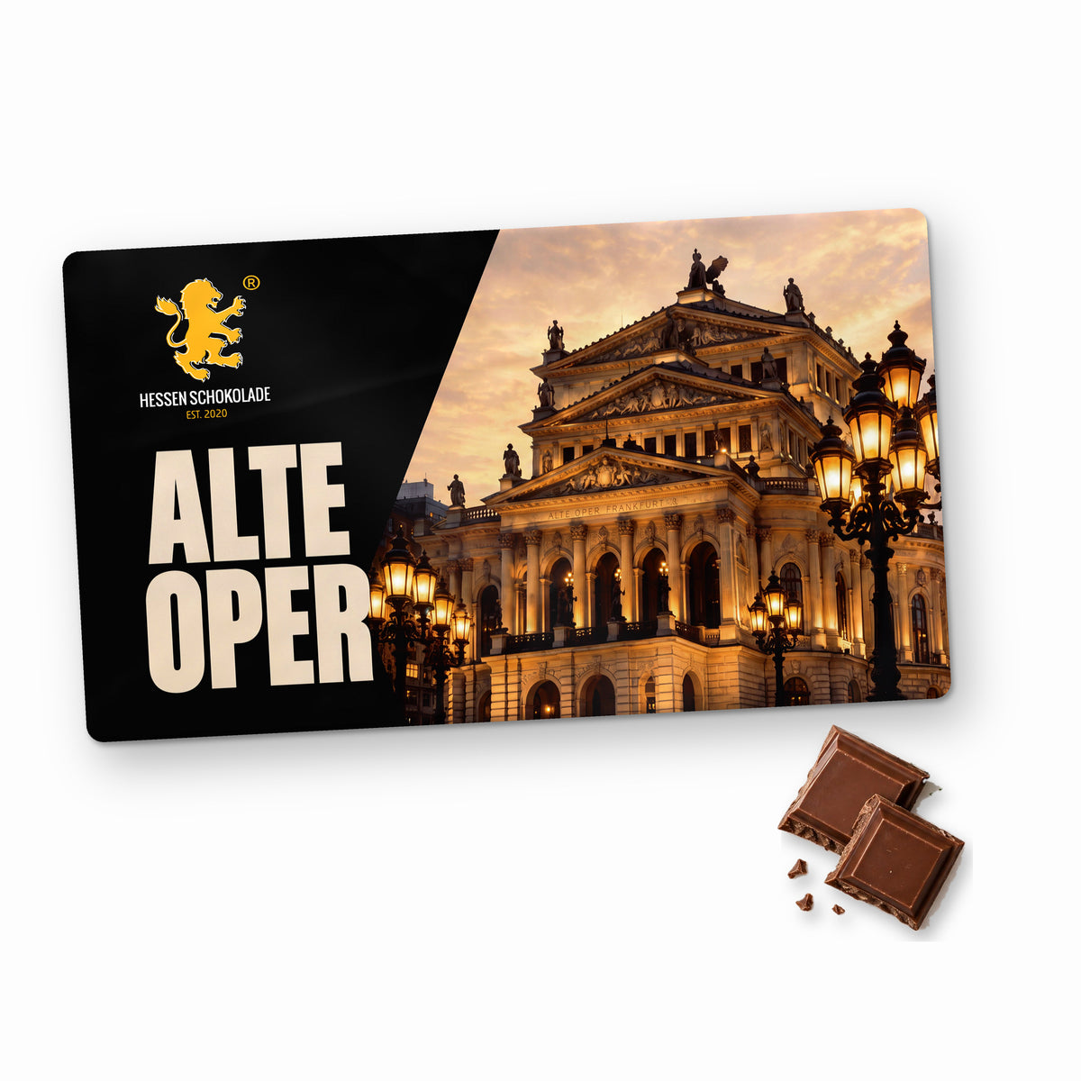Frankfurt Schokolade „Alte Oper“ im Querformat – Souvenir aus Frankfurt am Main