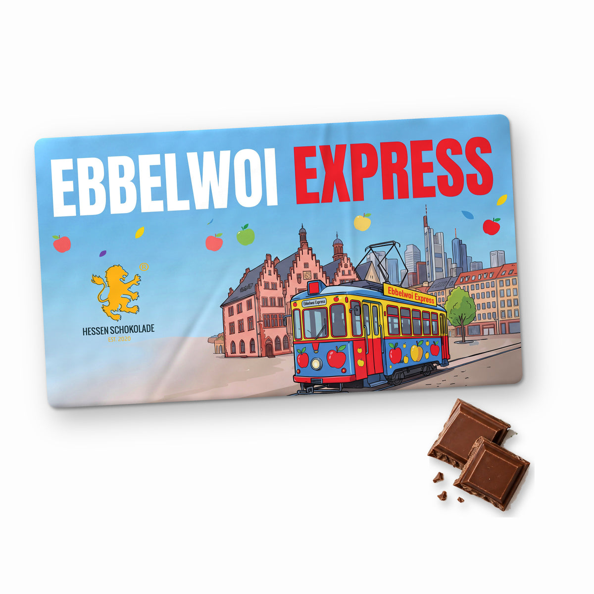 Frankfurt Schokolade „Ebbelwoi Express“ im Querformat – Souvenir aus Frankfurt am Main