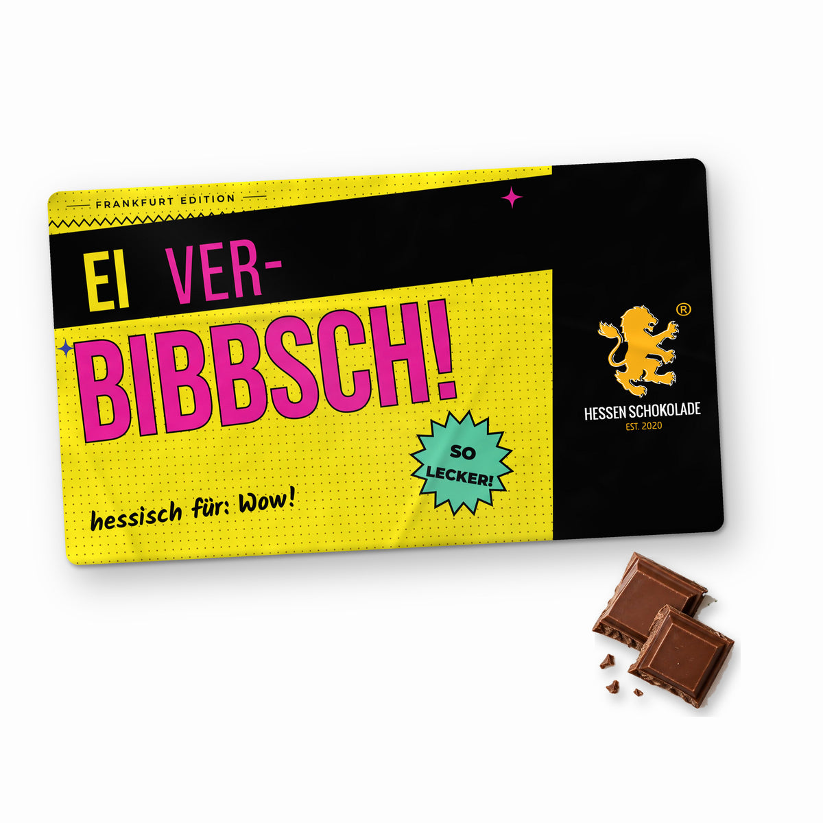 Frankfurt Schokolade „Ei verbibbsch!“ im Querformat – Souvenir aus Frankfurt am Main