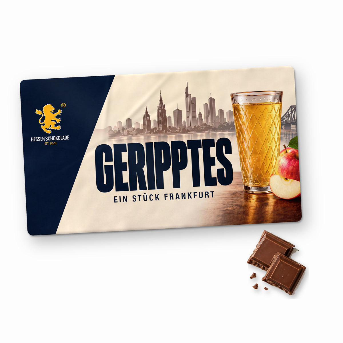 Frankfurt Schokolade „Geripptes – Ein Stück Frankfurt“ im Querformat – Souvenir aus Frankfurt am Main
