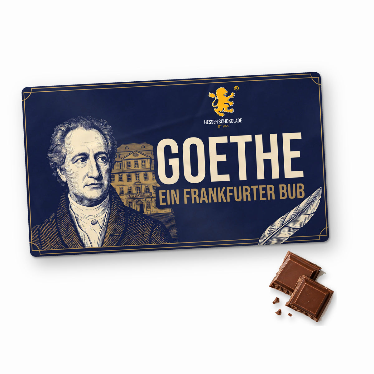 Frankfurt Schokolade „Goethe – Ein Frankfurter Bub“ im Querformat – Souvenir aus Frankfurt am Main