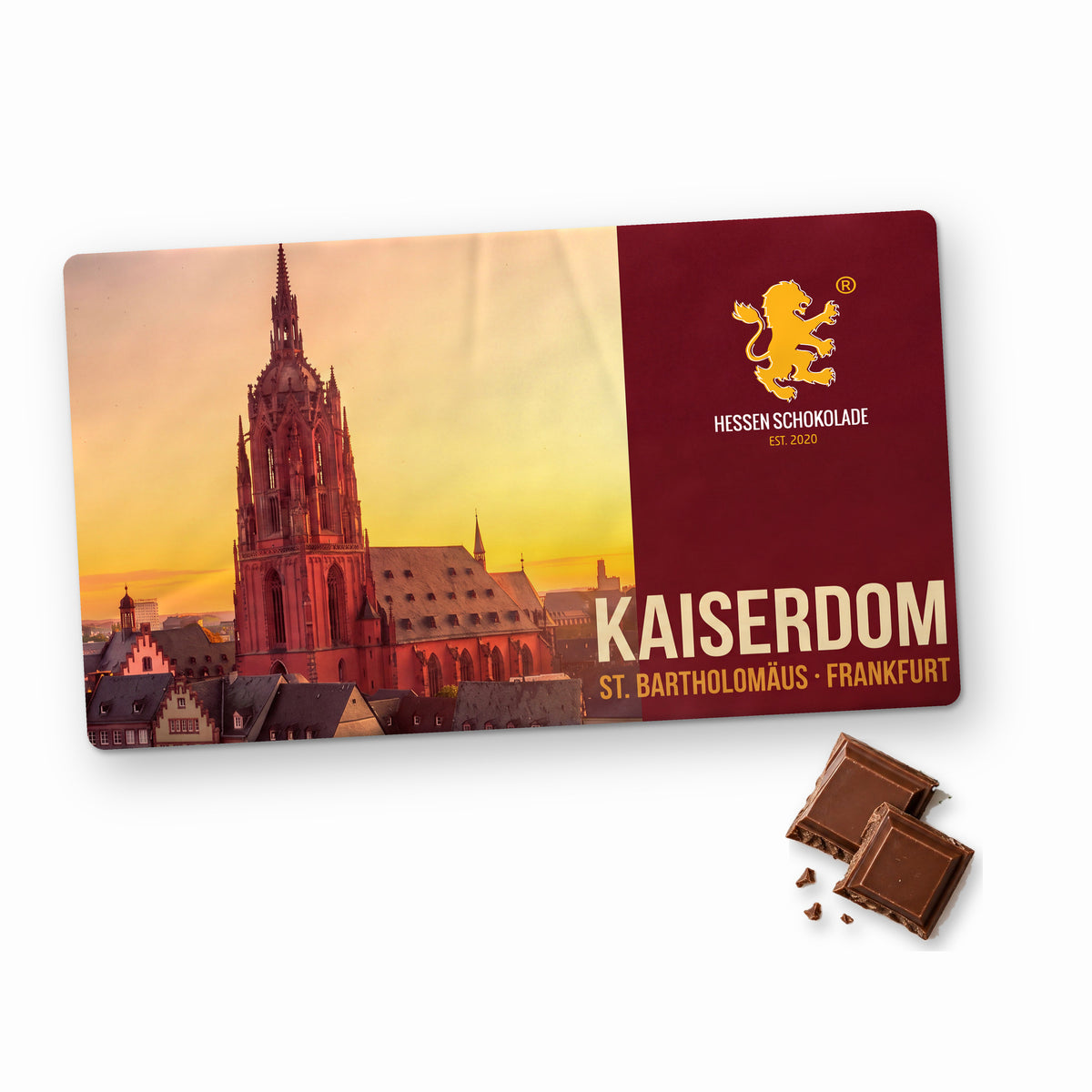 Frankfurt Schokolade „Kaiserdom St. Bartholomäus“ im Querformat – Souvenir aus Frankfurt am Main