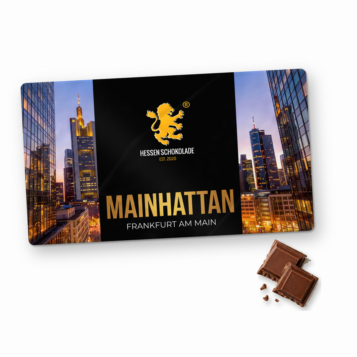 Frankfurt Schokolade „Mainhattan“ im Querformat – Souvenir aus Frankfurt am Main