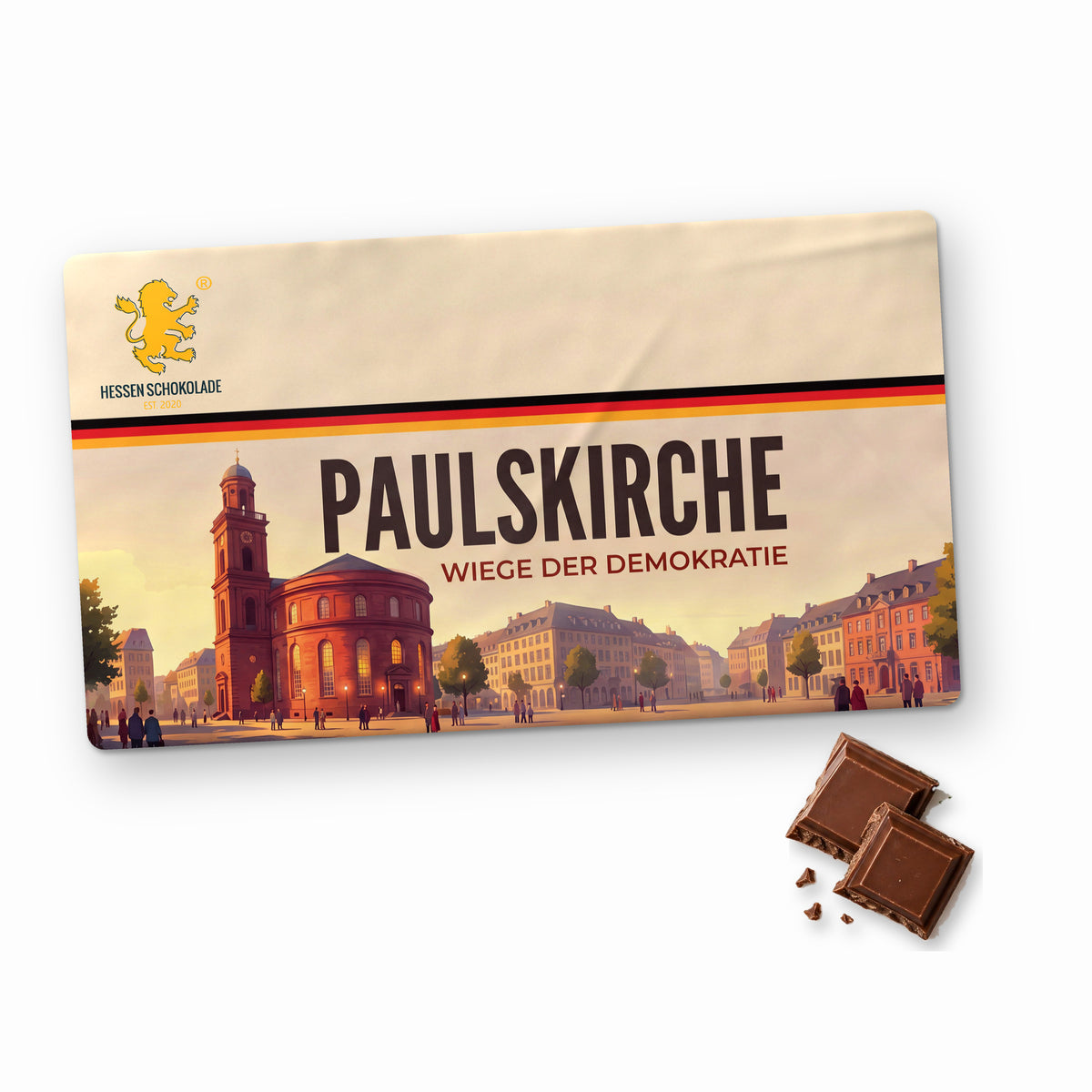 Frankfurt Schokolade „Paulskirche – Wiege der Demokratie“ im Querformat – Souvenir aus Frankfurt am Main