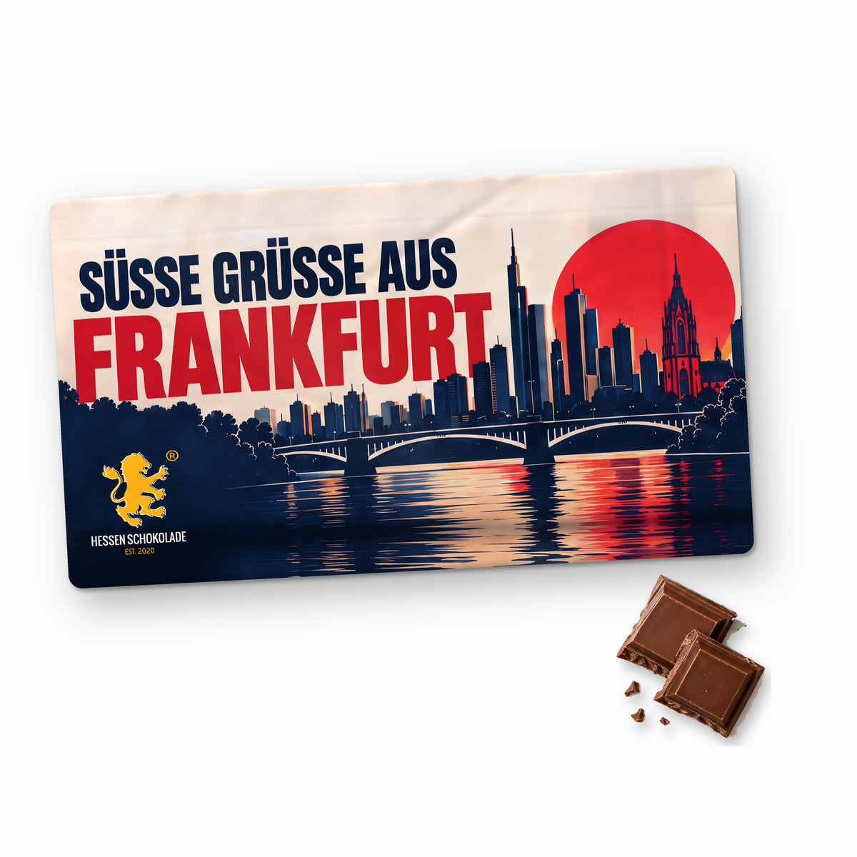 Frankfurt Schokolade „Süße Grüße aus Frankfurt“ im Querformat – Souvenir aus Frankfurt am Main