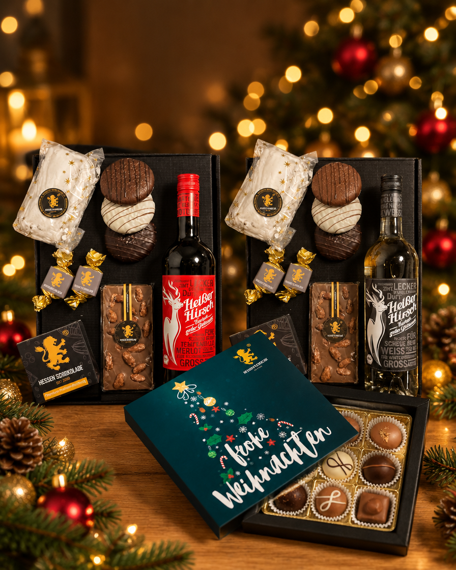 Weihnachtspräsente von Hessen Schokolade mit Glühwein, Lebkuchen und Pralinen