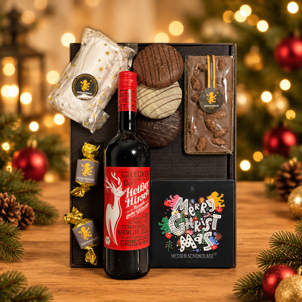Weihnachtspräsent RED-ONE mit Glühwein rot – Hessen Schokolade