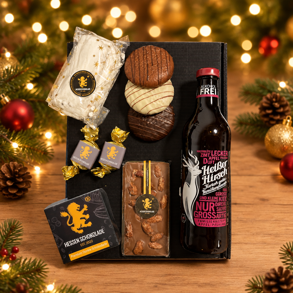 Weihnachtspräsent LILA-TWO alkoholfrei mit BIO-Punsch – Hessen Schokolade