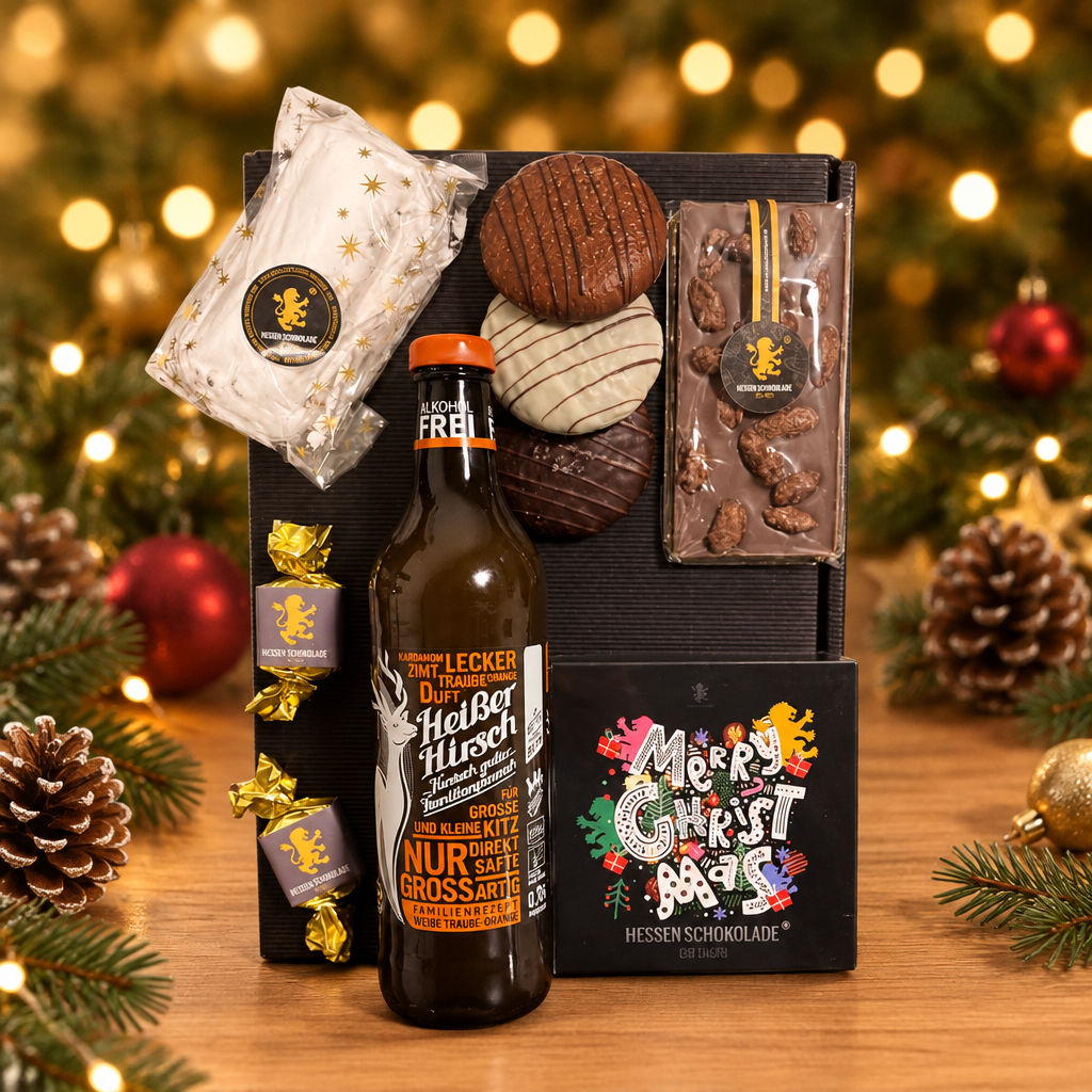Weihnachtspräsent ORANGE-ONE alkoholfrei mit BIO-Punsch – Hessen Schokolade
