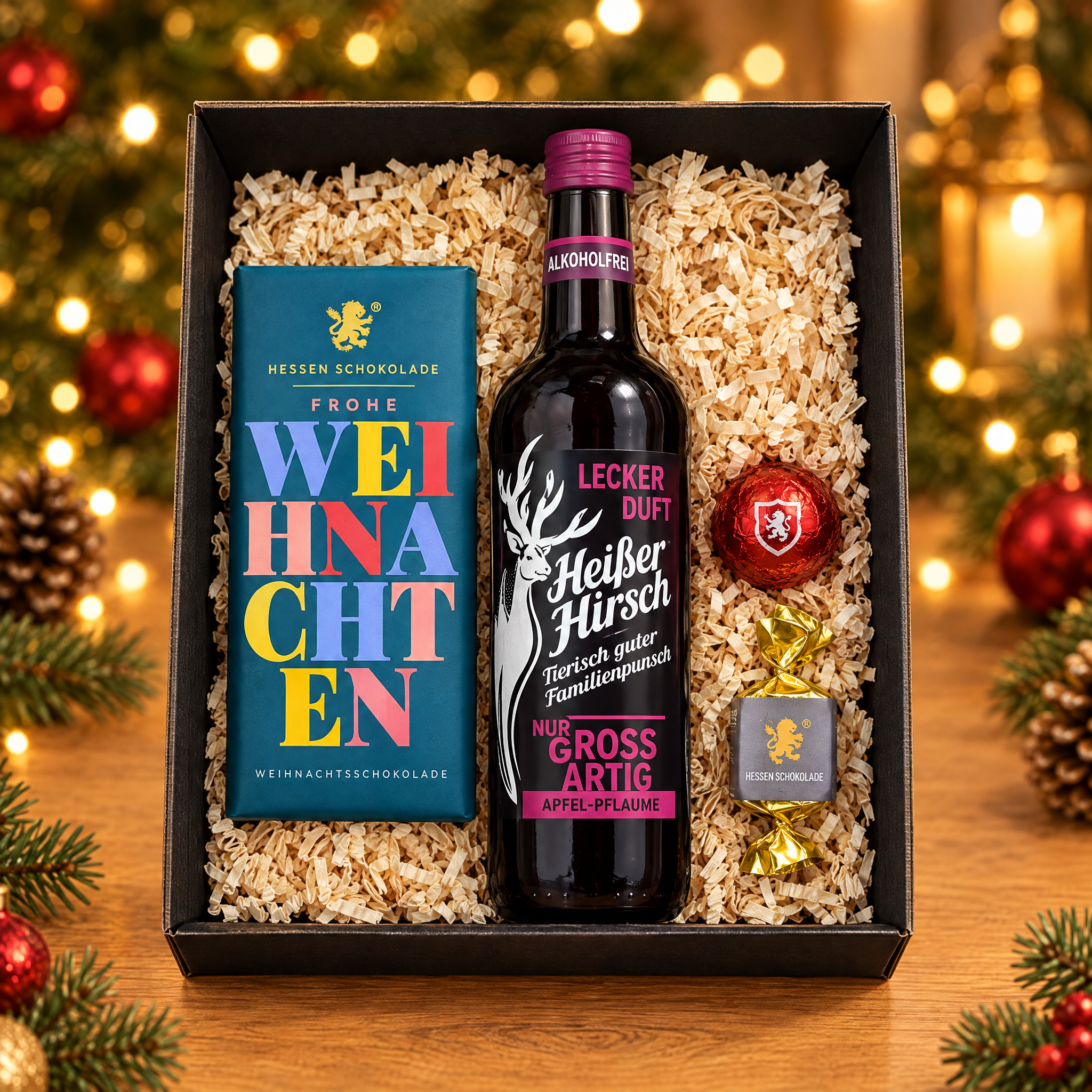 Weihnachtspräsent alkoholfrei mit Heißer Hirsch Punsch Apfel-Pflaume