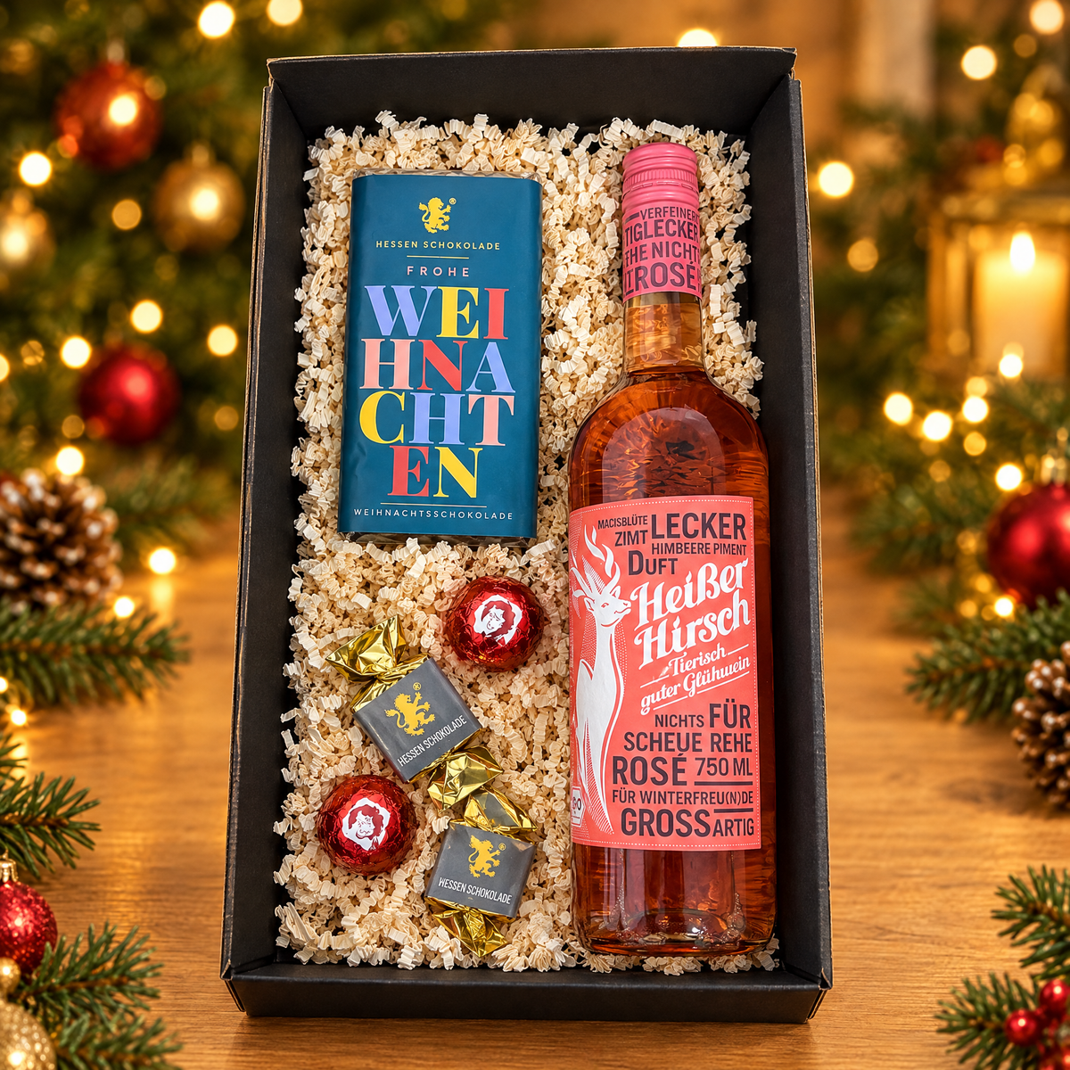 Weihnachtspräsent ROSÉ-XMAS mit Heißer Hirsch Rosé Glühwein