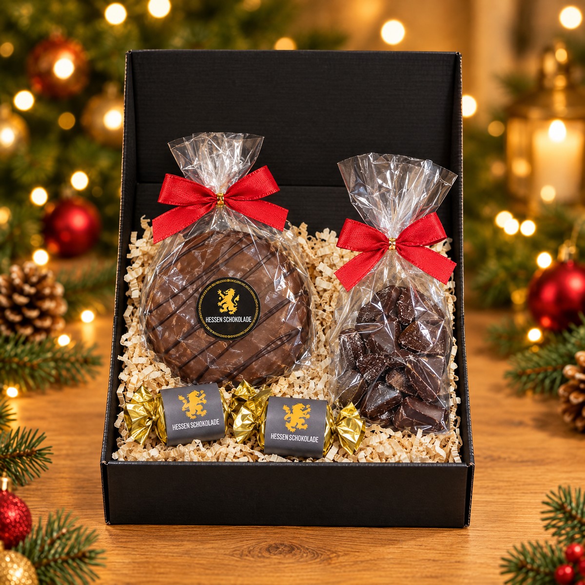 Weihnachtspräsent Lebkuchen und Bruchschokolade von Hessen Schokolade