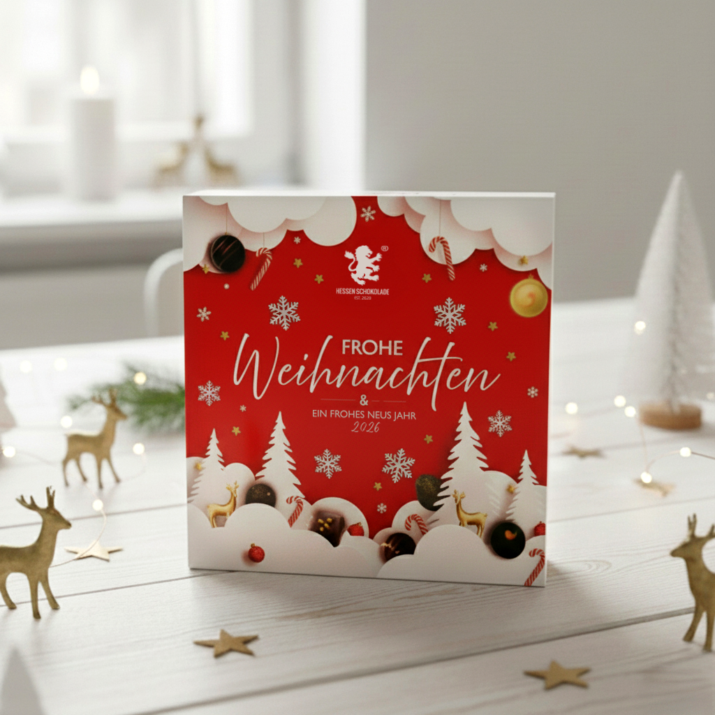 9er Frohe Weihnachten "Wolkenrot" Pralinen Variation alkoholfrei