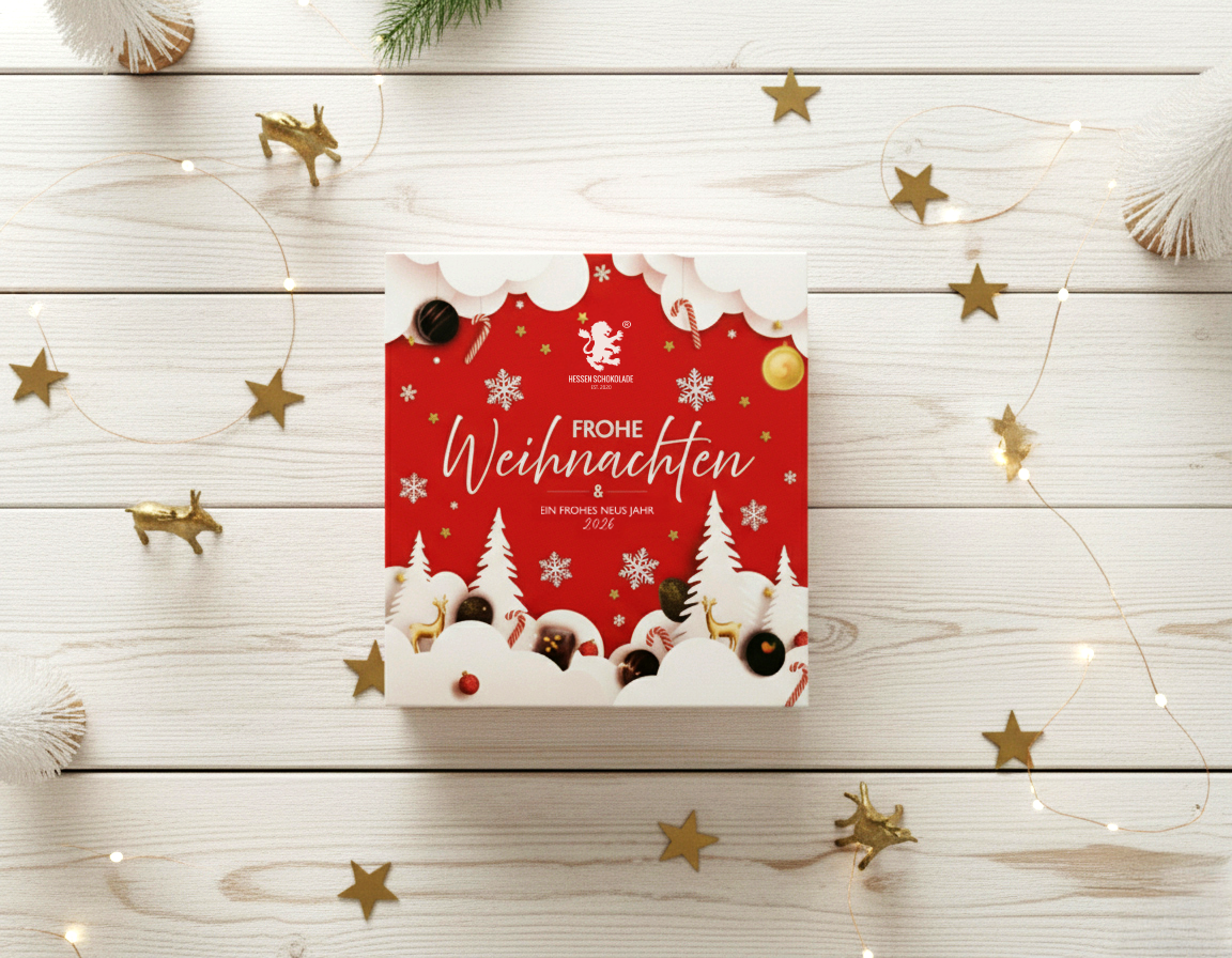 9er Frohe Weihnachten "Wolkenrot" Pralinen Variation alkoholfrei