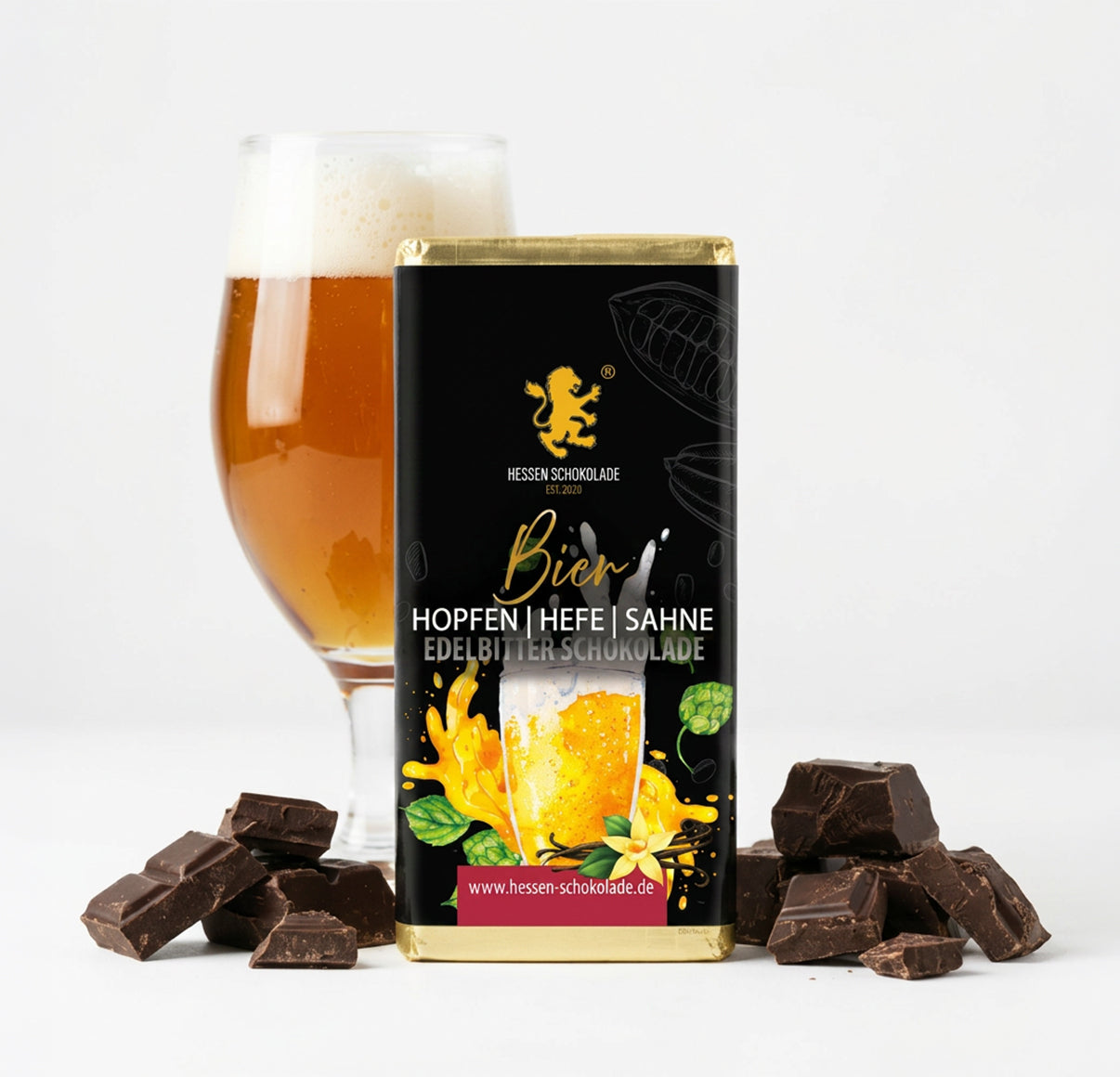Bier Schokolade. Edelbitter trifft Hopfen