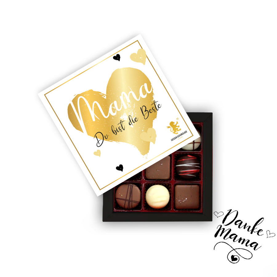 Muttertagmischung Premium Pralinen 9er - Hessen Schokolade®-Muttertag Goldherz