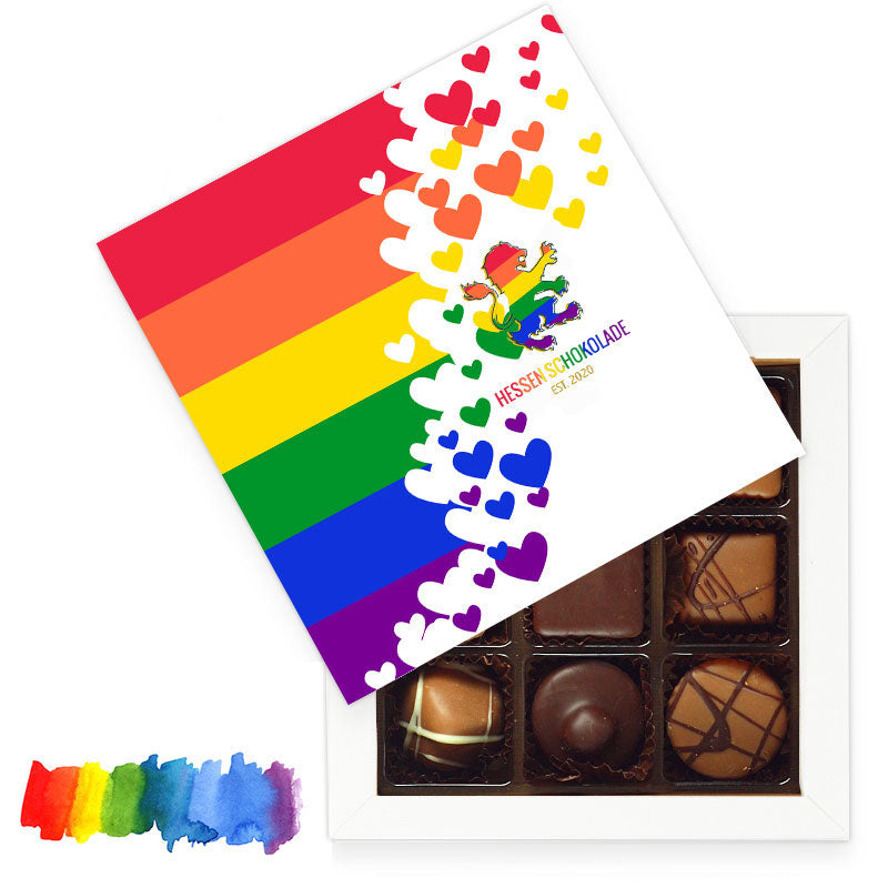 Regenbogen Pralinen Mischung 9er LGBTQ Voll&Milch